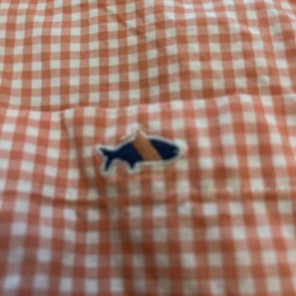 Fish Hippie Men’s Orange Gingham Tailored Fit Button Up Shirt Small - Picture 2 of 4